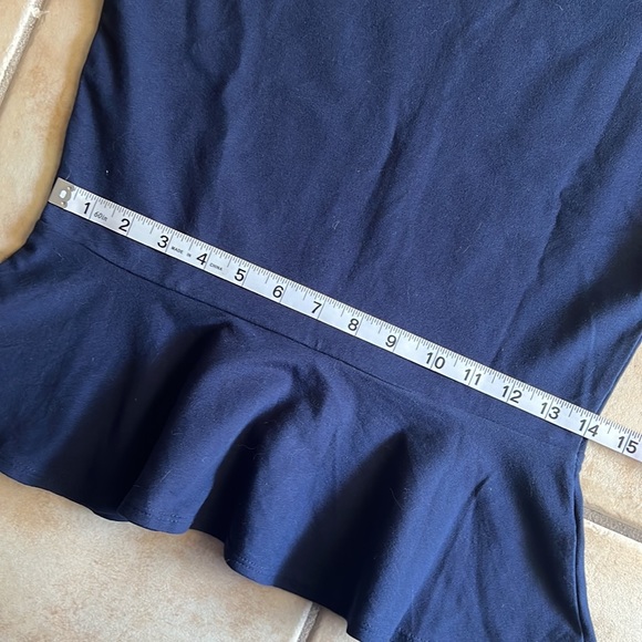 NWT Lauren by Ralph Lauren Navy Blue Shirt Sleeve Peplum Top size S - Picture 5 of 7